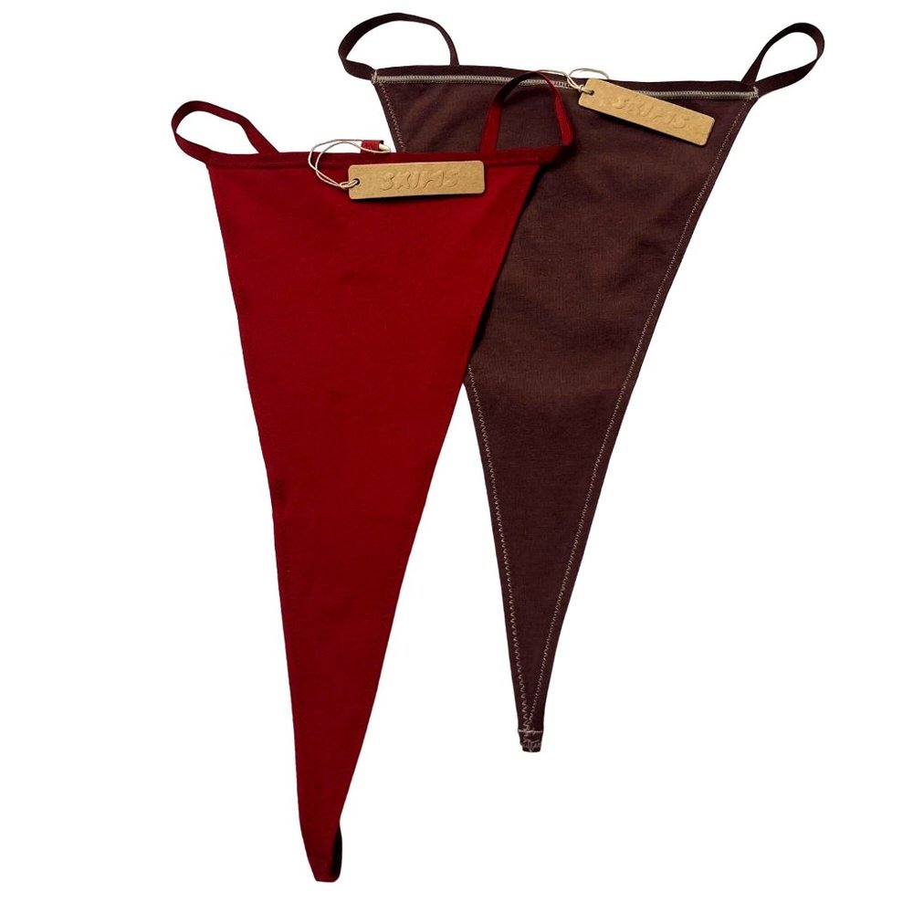 SKIMS Cotton Jersey T-String Thong Lot of 2 Chocolate Brick‎ Womens 4X
